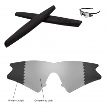 Walleva Transition/photochromic Polarized Replacement Lenses + Black Earsocks For Oakley M Frame Sweep Sunglasses